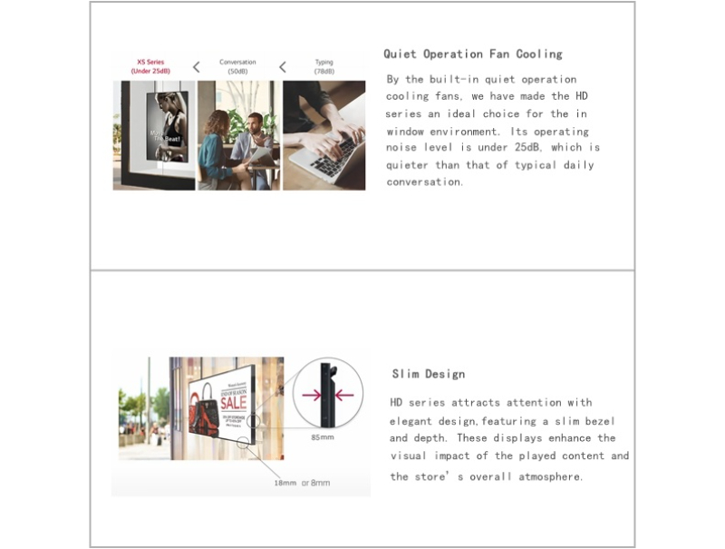 Single Sided Window Facing Display 32~86