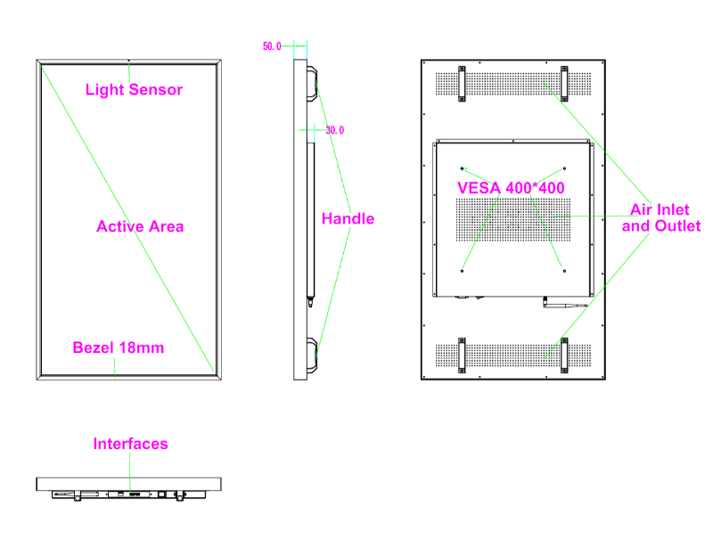 Single Sided Window Facing Display 32~86